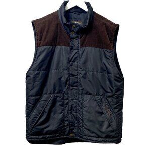 Timberland Mens Vest Size Large Black Brown Corduroy Outdoors -Broken Zipper